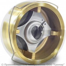 Клапан обратный осевой латунный межфланцевый Ду-40 Ру-16 (Т<120°С) диск нерж CA7441 Tecofi
