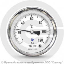 Термометр биметаллический осевой ТБ-63 G 1/2 Ру-25 от 0 до +200°C, ножка 100 мм