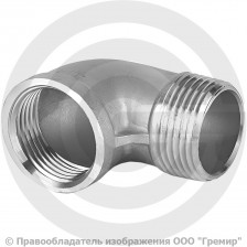 Отвод резьбовой (угольник) нержавеющий AISI 304 НР-ВР (НАР-ВН) Ду-6 (1/8")