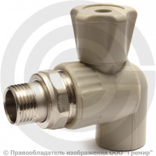 Клапан запорный (вентиль) PP-R белый Дн 20-1/2" Ру-25 НР (НАР) угловой для радиатора VALFEX