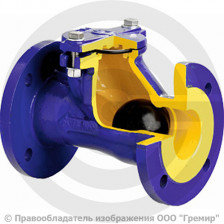 Клапан обратный шаровой фланцевый Ду-80 Ру-16 (Т<80°С) шар алюминий+NBR D-022 ABRA