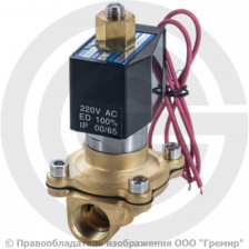 Клапан электромагнитный латунный прямого действия открытый Ду-15 (1/2") Ру-10 ВР (ВН) 220AC NK-2W-160-15K-220AC