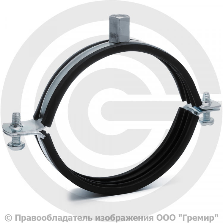 Хомут крепежный оцинкованный Ду-80 (Дн 87-92) (3") М8/М10 с резиновой ...