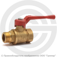 Кран латунный Ду-15 (1/2") Ру-40 ВР-НР (ВН-НАР) полнопроходной рычаг БАЗ 11б27п1 А31