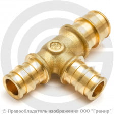 Тройник латунный переходной для PE-X труб Дн 20-16-16 РОС