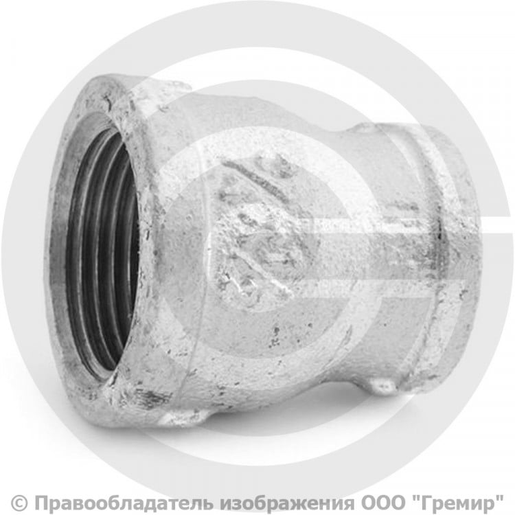 Муфта переходная чугунная оцинкованная ВР (ВН) Ду 20-15 (3/4\"-1/2\") со ...