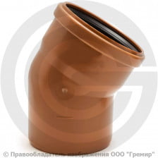 Отвод НПВХ (ПВХ) с раструбом коричневый Дн 500 30гр б/нап в/к Ostendorf KGB