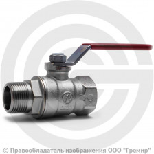 Кран латунный Ду-40 (1 1/2") Ру-50 ВР-НР (ВН-НАР) никель полнопроходной рычаг Itap Ideal 091