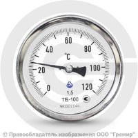Термометр биметаллический осевой диаметр 63мм L=50мм G1/2" (Т<120°С) ТБП-Т Завод теплотехнических приборов