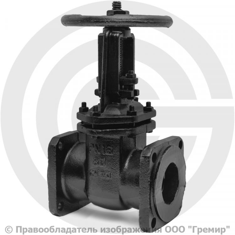 Задвижка чугунная фланцевая 30ч6бр Ду 80 Ру 16 с выдвижным шпинделем ...