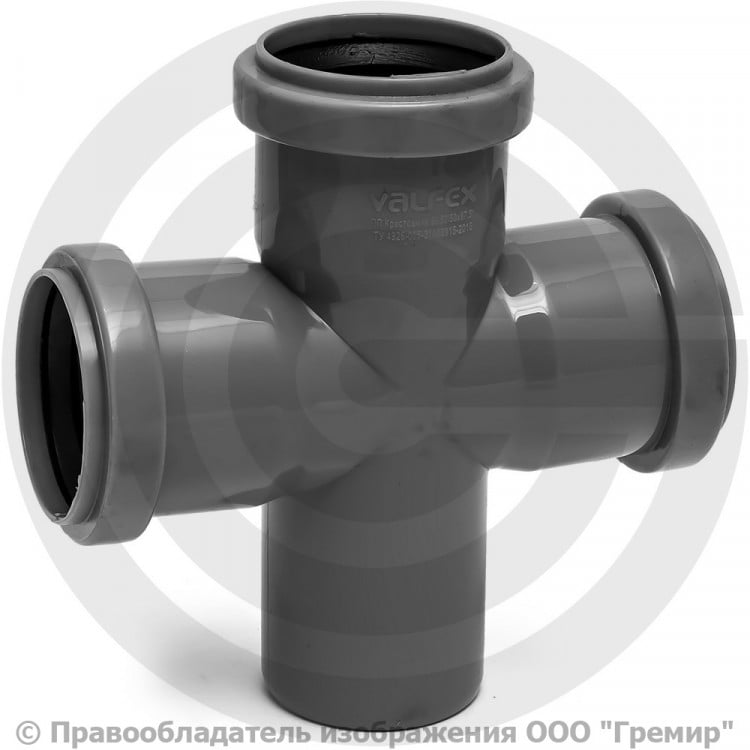 Крестовина PP-H 1-плоскостная серая Дн 50-50-50 87гр б/нап в/к RTP ...