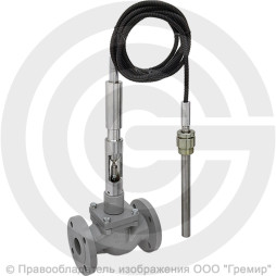 Регулятор температуры прямого действия РТПД чугунный фланцевый Ду-25 Ру-16 Kvy=10м3/ч с термосистемой ТС-3 Энерготехномаш