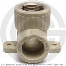 Угольник PP-R комбинированный серый ВР (ВН) Дн 20-1/2" с креплением VALFEX