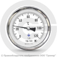 Термометр биметаллический осевой диаметр 100мм L=50мм G1/2" (Т<160°С) ТБП-Т Завод теплотехнических приборов
