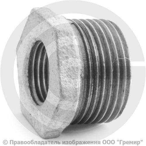 Футорка чугунная оцинкованная Ду 20-15 (3/4"-1/2") НР-ВР (НАР-ВН ...