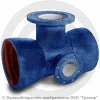 Тройник с пожарной подставкой раструб-фланец ППТРФ ВЧШГ с ЦПП Ду 400-100