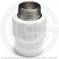 Муфта PP-R комбинированная белая НР (НАР) Дн 32 1/2" RTP (РосТурПласт)