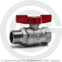 Кран латунный Ду-20 (3/4") Ру-40 ВР-НР (ВН-НАР) никель полнопроходной бабочка Itap Ideal 093