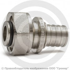 Соединитель латунный никелированный для PE-X труб Дн 20-3/4" под евроконус с накидной гайкой RAUTITAN Rehau