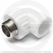 Угольник PP-R комбинированный белый НР (НАР) Дн 20-1/2" 90гр Pro Aqua
