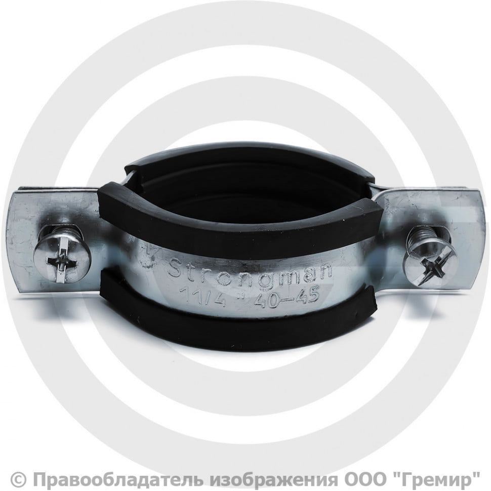Хомут крепежный оцинкованный Ду-50 (Дн 53-58) (1 3/4") М8 с резиновой ...