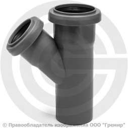 Тройник PP-H серая Дн 32-32 45гр б/нап в/к Ostendorf HT HTEA