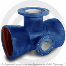 Тройник с пожарной подставкой раструб-фланец ППТРФ ВЧШГ с ЦПП Ду 500-150