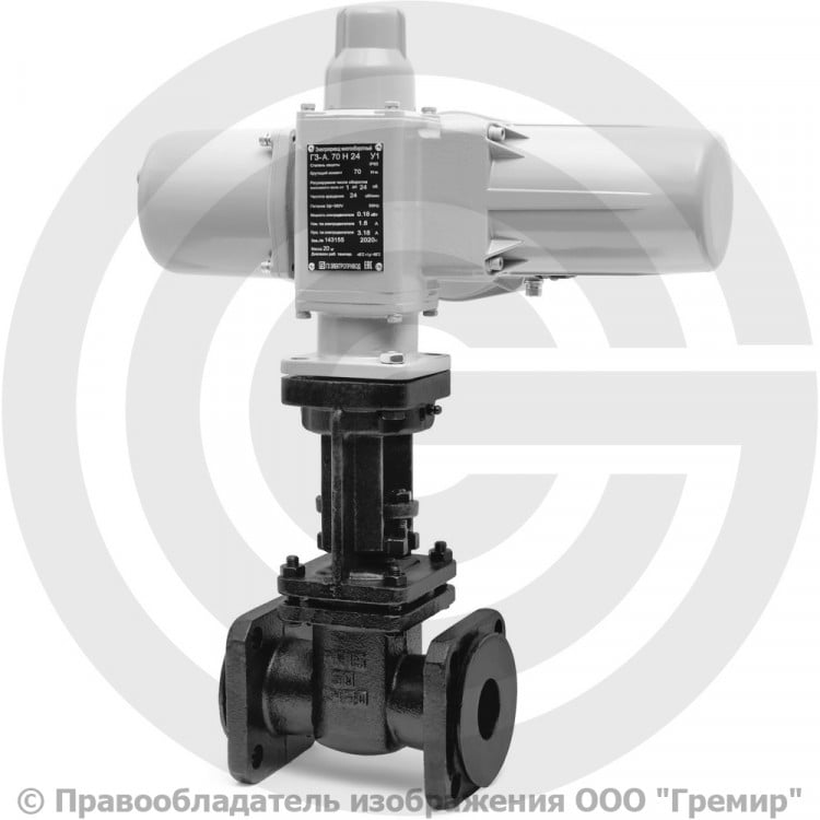 Задвижка с электроприводом 30ч906бр Ду 50 чугунная фланцевая | Гремир