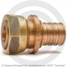 Соединитель бронзовый для PE-X труб Дн 20-3/4" под плоское уплотнение с накидной гайкой RAUTITAN RX+ Rehau