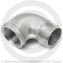Отвод резьбовой (угольник) нержавеющий AISI 304 НР-ВР (НАР-ВН) Ду-8 (1/4")