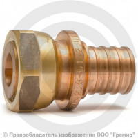 Соединитель бронзовый для PE-X труб Дн 25-3/4" под плоское уплотнение с накидной гайкой RAUTITAN RX+ Rehau