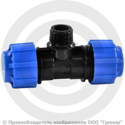 Тройник ПЭ компрессионный Дн 32-1"-32 НР (НАР) ТПК-АКВА