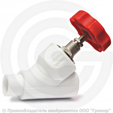 Клапан запорный (вентиль) PP-R белый Дн 20 45гр внутренняя-наружная пайка VALFEX