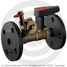Клапан балансировочный ручной латунный фланцевый Ду-15 Ру-16 Kvs=2.49м3/ч с измерительными ниппелями с дренажём Venturi FODRV Broen