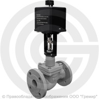 Клапан регулирующий двухходовой чугунный фланцевый Ду-50 Ру-16 Kvy=40м3/ч с электроприводом LEA-1200 220В с датчиком 4-20mA 25ч945нж Энерготехномаш