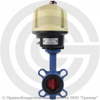 Затвор дисковый поворотный межфланцевый Ду-300 Ру-16 EPDM с чугунным диском Tecofi VPI4448-N04EP с электроприводом Nutork 400В