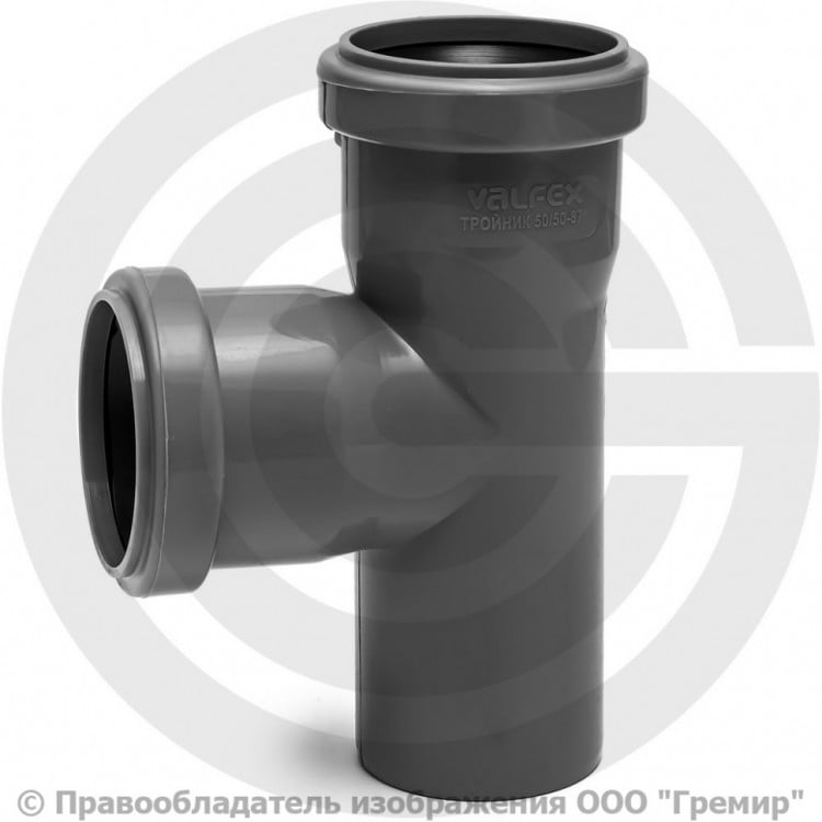 Тройник канализационный PP-H серая Дн 50-50 67гр б/нап в/к Ostendorf HT ...