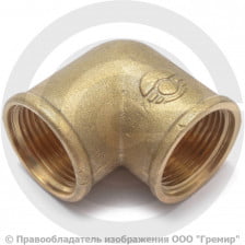 Уголок (угольник) латунный переходной ВР (ВН) Ду 25-20 (1"-3/4") STOUT