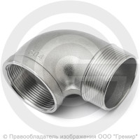 Отвод резьбовой (угольник) нержавеющий AISI 304 НР-ВР (НАР-ВН) Ду-40 (1 1/2") Отвод резьбовой (угольник) нержавеющий AISI 304 НР-ВР (НАР-ВН) Ду-40 (1 1/2")