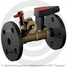 Клапан балансировочный ручной латунный фланцевый Ду-32 Ру-16 Kvs=13.2м3/ч с измерительными ниппелями с дренажём Venturi FODRV Broen