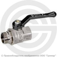 Кран латунный Ду-25 (1") Ру-30 ВР-НР (ВН-НАР) никель рычаг Bugatti серия 915