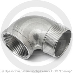 Отвод резьбовой (угольник) нержавеющий AISI 304 НР-ВР (НАР-ВН) Ду-65 (2 1/2")