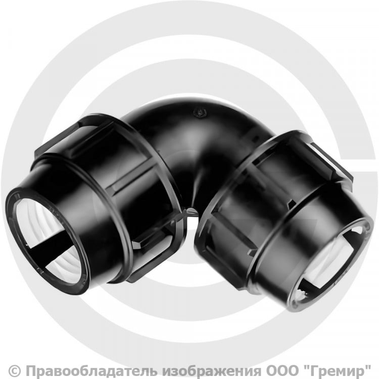 Отвод ПЭ компрессионный Дн 75 90гр | Гремир
