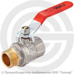 Кран латунный Ду-15 (1/2") Ру-25 ВР-НР (ВН-НАР) полнопроходной рычаг MVI AquaHit BV.312