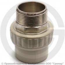 Муфта PP-R комбинированная под ключ серая НР (НАР) Дн 50-1 1/2" VALFEX