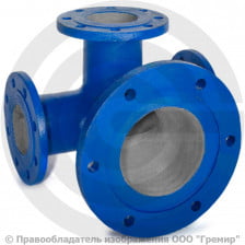 Тройник с пожарной подставкой фланцевый ППТФ Ду 300-300 (L=600-300) ВЧШГ с ЦПП цинк+AL ГОСТ ISO 2531-2012