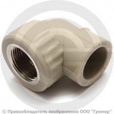 Угольник PP-R комбинированный серый ВР (ВН) Дн 25х1/2" 90гр Pro Aqua