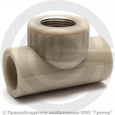 Тройник PP-R комбинированный серый ВР (ВН) Дн 20-3/4" VALFEX