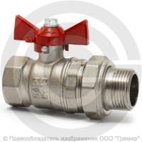 Кран латунный Ду-15 (1/2") Ру-40 ВР-"Американка" никель бабочка VALFEX 11Б27фт1М