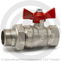 Кран латунный Ду-20 (3/4") Ру-40 ВР-"Американка" никель бабочка VALFEX 11Б27фт1М Кран латунный Ду-20 (3/4") Ру-40 ВР-"Американка" никель бабочка VALFEX 11Б27фт1М